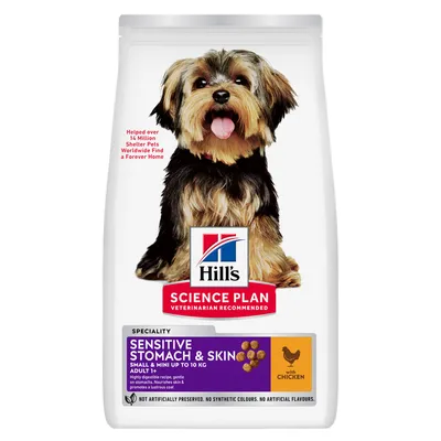 Hill's Science Plan Sensitive Stomach & Skin Adult Small & Mini с пилешко - 6кг.